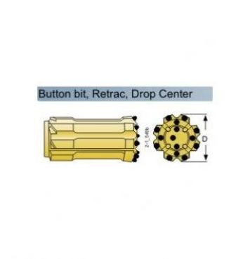 Буровая коронка Button bit, Retrac, Drop Center Ǿ 102 мм